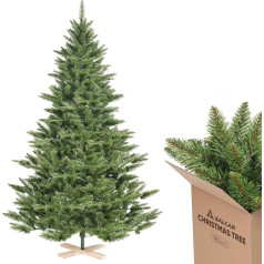 SALCAR Artificial Christmas Tree 180 cm, Artificial Christmas Tree with 560 Tips and Folding Umbrella System, Green Christmas Tree with Wooden Stand, Diameter 124 cm, Oversized Tree Diameter