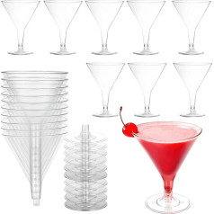 Fewlew Kunststoff Cocktailgläser Wiederverwendbar 50 Stück, Klar Kunststoff Martini Gläser, Kunststoff Kunststoff Cocktailgläser Wiederverwendbar für Party, Hochzeit, Geburtstag, Cocktailparty