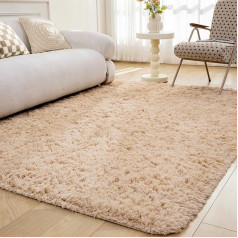 OMERAI Rug Living Room Large Rug Super Soft Bedroom Rug Washable Rug Non-Slip Rugs Faux Fur Rug Area (Beige, 120 x 180 cm)