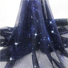 Chiffon Fabric Starry Sky Print Tencel Tulle Fabric Decorative Fabric 150 cm Wide for Clothing Decorating Crafts Clothing (Size: 1.5 x 2 m, Colour: Blue)