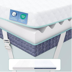 Releep Mattress Topper 140 x 200 cm H3 H4, 7.5 cm Height Mattress Topper 140 x 200 cm Sofa Bed Foam Memory Foam Mattress Topper, Box Spring Bed Sofa Bed Caravan, Oeko-Tex® Reversible Mattress Cover