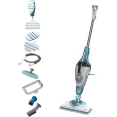 BLACK+DECKER BHSM166DSM-QS Steam Cleaner 1600 W 2-in-1 Steam Mop with Handheld Steamer (for Hygienic, Thorough Cleanliness, for Cleaning the Whole Household, Includes 11 Accessories)