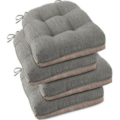 OVOV Chair Cushion for Dining Room Chairs,18x18 Chair Cushions with Ties and Non-Slip Backing, Tufted Thick Kitchen Chair Pads Breathable Faux Linen Light Grey, 18x18 Inch