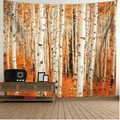 Wandteppich 260x240cm, Wandteppich Wald Natur Baum Landschaft Birkenwald Wandtuch Polyester Tapisserie Groß Wanddeko für Wohnzimmer Schlafzimmer