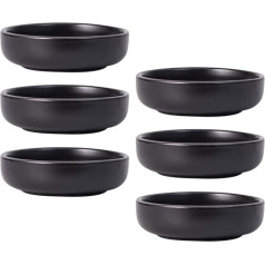HEMOTON Dip Bowls Ceramic Sauce Bowls Sushi Soy Sauces Soy Sauce Ketchup Spice Veginer Dip Bowl Dessert Appetizer Plates Small Serving Bowls Restaurant Home Black Pack of 6