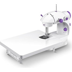 Sewing Machine with Folding Extension Table, Dual Speed & Built-in Sewing Light Small Sewing Machine, Electric Portable Sewing Machine for Beginners and DIY, Home and Travelling Use