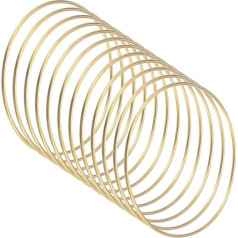 Pack of 12 Dream Catcher Rings, 4.7 Inch Metal Macrame Wreath Flower Round Rings Craft Hoop for DIY Wedding Wreath/Wall Decoration Crafts/Christmas Decoration [Gold]