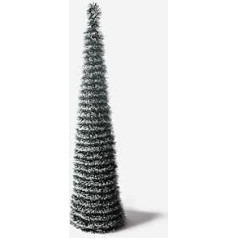 Foldable Christmas Tree 150cm Pop Up Space Saving Slim Tall Slim Christmas Tree with Stand Green with White Decoration