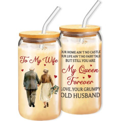 Arsemica Geschenke für Ehefrau vom Ehemann, Muttertagsgeschenk für die Frau vom Ehemann, 473 ml, Glasbecher für Frauen, Jahrestag, Geburtstag, sentimentale Geschenke für die Frau