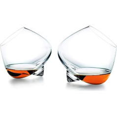 Whisky Crystal Glasses, Whiskey Cognac Swivel Glass, Wiskey Rum Glasses Tumbler Shot Glass Water Glasses Drinkware for Bourbon, Scotch, Irish Wisky, Rum, Tequila, Cocktail, Vodka, Gin, 2 Pieces