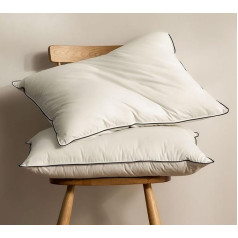 Down Pillow 50 x 75 cm Feather Pillow Set of 2, Luxurious Feathers Down Pillow Core Surrounded by Polyester and 100% Organic Cotton Fabric, Soft Medium Sleeping Pillow 50 x 70 cm Pillow