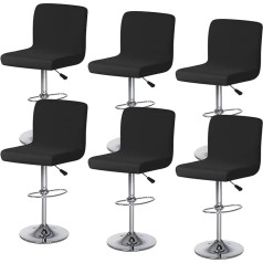 BOUFEIDA Set of 6 Bar Stool Slipcovers, Bar Chair Covers, Bar Stool Covers for Short Swivel Chair, Dining Chair, Backrest, Bar Stool, Black