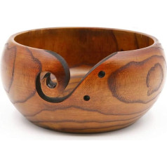 Handmade Wooden Yarn Bowl Round Shape 5.5×3.2 inch Wool Holder Organizer for Knitting Crochet