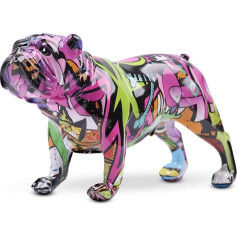 Colored Graffiti Bulldog Sculpture Graffiti Art Standing British Bulldog French Bulldog Statue Decoration Color Dog Fashion Resin Technology Decoration Dog (D)