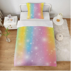 Colourful Girls' Bed Linen, 140 x 200 cm, Aesthetic Bedding Pattern with Rainbow Microfibre Bed Linen, 2-Piece 3D Children's Bedding Set, 1 Duvet Cover with 1 Pillowcase 65 x 65 cm