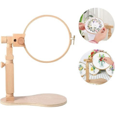 O'woda Wooden Embroidery Hoop Holder, Adjustable Cross Stitch Stand, Embroidery Stand for Table, 360 Degree Rotatable Cross Stitch Embroidery for Table for Crafts DIY
