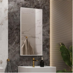 GOLD&CHROME UNIQUE DESIGN Rectangular Wall Mirror Large 41 x 3 x 81 cm, White Frame, Powder Coated Aluminium, Mirror for Bathroom, Hall, Dressing Room, Living Room