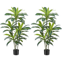 Dracaena Artificial Tree 120 cm Artificial Plants Dracaena Artificial Plants Large with Black Planter Artificial Plants Like Real for Indoor Home Living Room Decoration Bedroom Office (Pack of