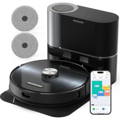 Proscenic M9 Robot Vacuum Cleaner with Suction Station 4500Pa Laser Navigation Vacuum Cleaner Robot with Mop Function, Dual Rotation Mops Suction and Mop Robot for Floors, Carpets, Pet Hair, 3D