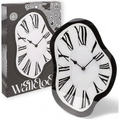 Melting Time Wall Clock - Surrealistic Design, Glass, 22 x 33 cm - Creative Wall Clock in Dalí Style, Quiet Quartz Clock for Living Room, Office & Creative Spaces