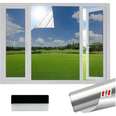 Privacy Window Film, One Way Mirror Film, Self-Adhesive, Reflective Window Film, Anti-Glare, Privacy Film for Glass Windows, Bathroom, Window, Tint Film, UV Blocking for Home