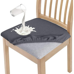 Granbest Stylish Waterproof Dining Chair Seat Covers, Set of 4, High Stretch Dining Chair Seat Cushions, Slipcovers Washable, Seat Protector for Banquet Kitchen Party Hotel (Grey, 4 Pieces)