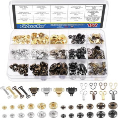 152 Pairs 3 Styles Sewing Hooks and Eyelets with Snap Fasteners for Sew on, 4 Colours, Hook and Eye Fasteners, Snaps, Sewing, Snaps, Clothing, Fastening Tool for Trousers, Skirts, Bra,