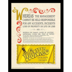 Pyramid International Willy Wonka & The Chocolate Factory Framed Print (Golden Ticket Design) 30cm x 40cm Official Merchandise