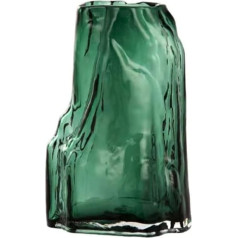 Decorative Glass Vase Green Vintage Country House Style Flower Vases Handmade for Table Decoration Entrance Area Home Office Gift for Wedding Housewarming 21.5 cm