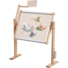 aleawol Adjustable Cross Stitch Frame Stand, Embroidery Hoop and Stand, Floor Desktop Tapestry Stand with 5 Different Heights, Quilt Frame Stand for Embroidery Lovers, 9 Pieces
