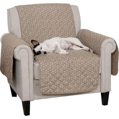 Furhaven Furniture Cover for Dogs and Cats – Water-Repellent Reversible Blanket Polka Paw Design Living Room Furniture Protector Washable Biscuit Brown Chair