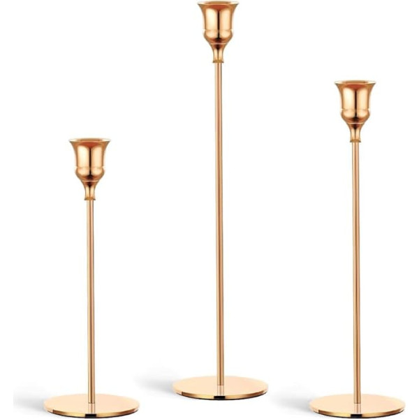 Mivitoom 3 Pcs Gold Candle Holder Table Decoration Metal Candle Holder Tall Candle Holder Set for Dinner Wedding Home Decor