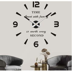 Vangold Modern Mute DIY Large Wall Clock 3D Sticker Big Wall Clocks for Home Office Decor Gift