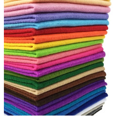 flic-flac 28pcs Thick 1.4mm Soft Felt Fabric Sheet Assorted Color Felt Pack DIY Craft Sewing Squares Nonwoven Patchwork (30 X 30 cm)