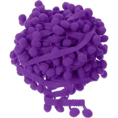 QUARKZMAN 20 Yards Pom Pom Ball Fringe Trim, Ribbon Sewing Accessories DIY Crafts for Curtains, Clothing, Cushion Decoration (12 mm, Purple)
