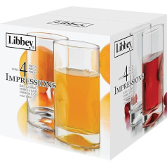 Libbey Impressions Clear Juice Glasses 10oz Glass Dishwasher Safe Set of 4