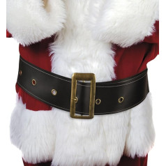 shoperama Black Father Christmas Belt Faux Leather with Gold Buckle 150 cm, black/gold