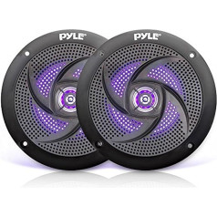 Pyle Marine Speakers PLMRS43BL PLMRS43BL 4 Inch 2-Way Waterproof and Weather Resistant Outdoor Audio Stereo Sound System with LED Lights, 100 Watt Power and Low Profile Slim Style, 1 Pair (Black