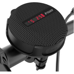 Inwa Bluetooth Bicycle Speaker, Portable, 5w8H IPX7 Equipped Bicycle Stand, Carabiner Hook, Built-in Microphone, TF Card Mode, 480 Minutes Playtime (Speed Display)