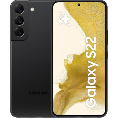 Samsung Galaxy S22, Android Smartphone without Contract, 6.1 Inch Dynamic AMOLED Display, 3700 mAh Battery, 128 GB/8 GB RAM Mobile Phone in Phantom Black including -