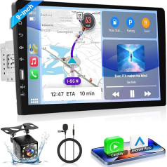 VECHTEL Car Radio 1 DIN with Wired Carplay Android Car, 9 Inch Touchscreen Car Radio, FM Radio, Support Mirror Link, USB, Steering Wheel Controls, Microphone, Reversing Camera