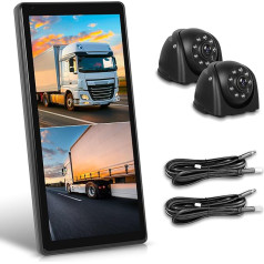 Truck Mirror Dash Cam with 2 Rear View Camera, Rear View Mirror with Vertical Screen for Truck Bus, 10.36 Inch Touchscreen Monitor with BSD Systems/DVR/Loop Recording, IP67 Waterproof, Night Vision