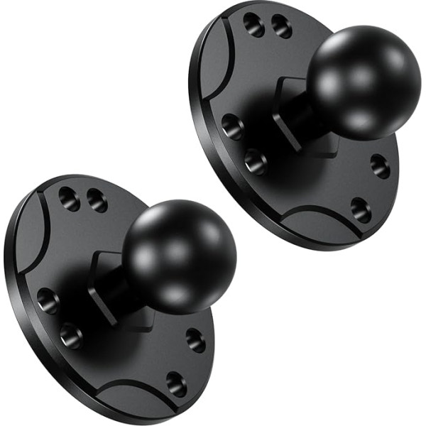 BRCOVAN Pack of 2, 1 Inch Ball Mount with Aluminium Alloy AMPS Hole Round Plate Base, Compatible with RAM Mounts B Size 1 Inch Ball Double Base Arm