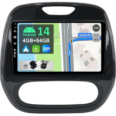 [4GB + 64GB] Android 12 Car Radio for Renault Captur (2014-2019)-[Integrated CarPlay/Android Car/DSP/GPS]-9 Inch IPS 2.5D Camera + MIC-DAB/Steering Wheel Control/Mirror Link/Bluetooth 5.0/360
