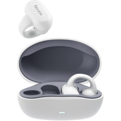 SANAG Z50SPro Wireless Bluetooth 5.3 Earring, with Microphone, Open Ear Clip On Earphones with Charging Case, Compatible with iPhone/Samsung Phone for Men and Women, White (White)