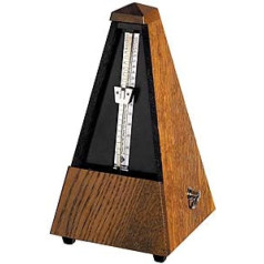 Wittner Metronome Taktell Pyramid Shape System Maelzel Series 810 - Solid Wood Housing - With Bell - Oak Brown Matt - Mechanical Winding - No Batteries Required - Made in Germany
