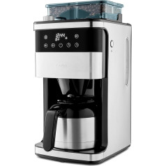 MEDION MD19911 Coffee Machine with Grinder and Thermos Flask (1 Litre, Max. 8 Cups, 8 Grinding Levels, Max. 1000 Watt, Timer, LED Display, Drip Stop, Permanent Filter, MD19911)