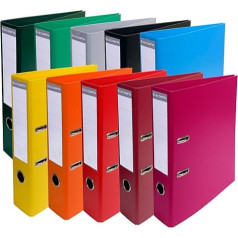 Exacompta Prem'Touch 53074E Pack of 10 Premium PVC Folders 7 cm wide, DIN A4 ring binder, lever arch folder, office folder, plastic folder, slotted folder, assorted colours