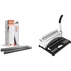 Peach PB422-02 Plastic Binding Combs DIN A4, 22 mm, 210 Sheets, Pack of 50, Black & Amazon Basics - Binding Device