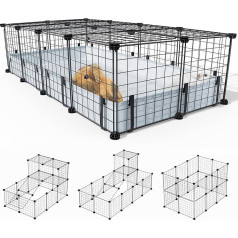 BUCATSTATE Guinea Pig Cage with Waterproof Mat, 20 Panels Playpen for Guinea Pigs, Small Animal Enclosure, Rabbit Cage Made of Metal with Door, C&C Cage for Bunnies, Hedgehogs, Chickens